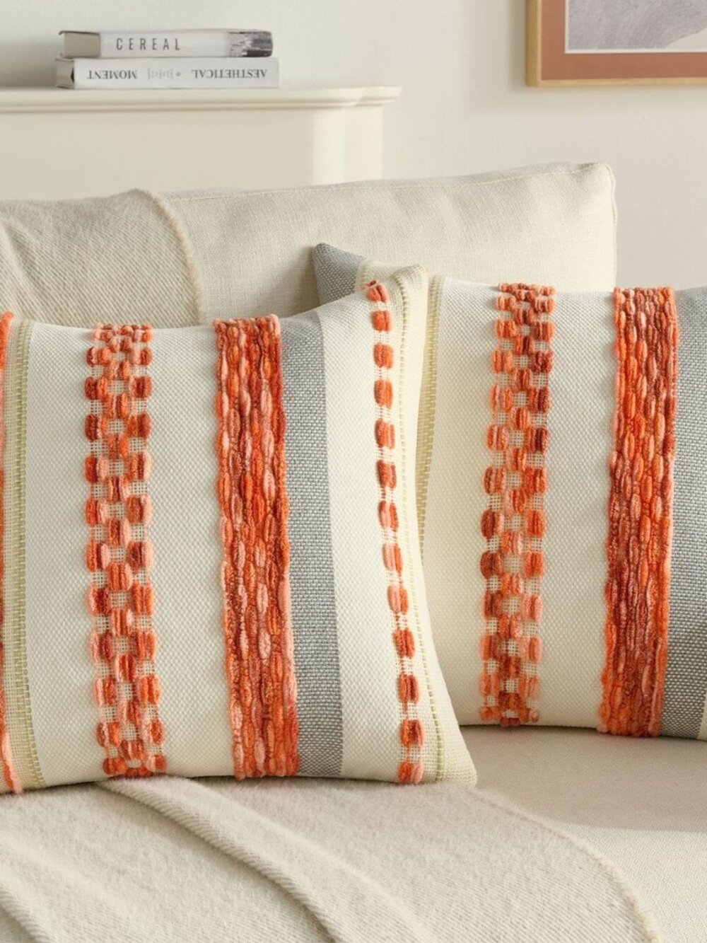 Pack of 2 Chenille Throw Pillow Covers 45 x 45 cm,Orange